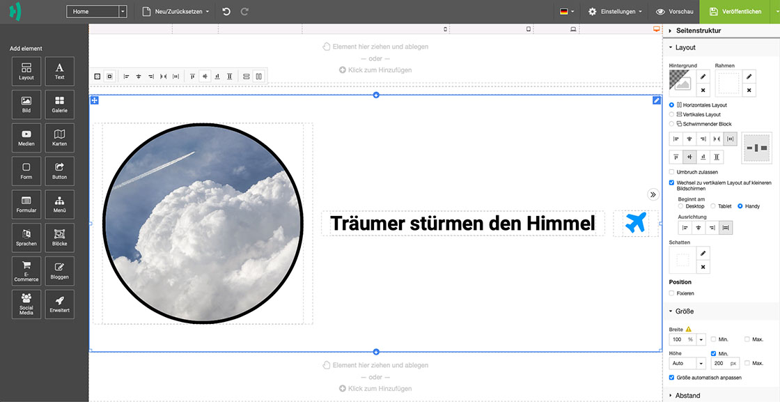 Horizontales Layout