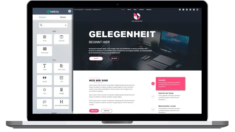 Homepage Baukasten Editor